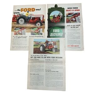 Ford Select-O-Speed Tractor Vintage Magazine Ads Lot‎ of 3 1950s Farm Equipment